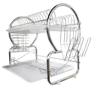 СУШИЛКА  ЗА СЪДОВЕ МЕТАЛ EK-6032, 2 реда, Тавички за оттичане, Органайзер за прибори