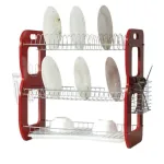 Висококачествена хромирана сушилка за съдове EK-6163, 3 реда, 1 тава, 51 x 50 x 23 cм