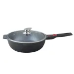 Тиган със сваляща дръжка за котлон и фурна, стъклен капак ЕK-24O FP, Индукционно дъно, 24 см