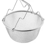 Кошница за готвене и пържене ЕК-022-18, 18.8 х 8 см, Висококачествена стомана, Сгъваеми дръжки