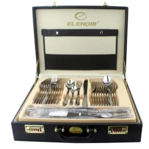 Комплект прибори за хранене и сервиране ЕК-185SS - 72 части в кожен куфар
