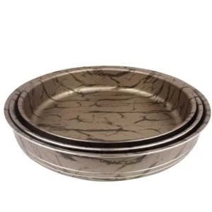 Кръгли тави комплект - 3 бр. EK-28-30-34, Незалепващо покритие, Кафяво черен мрамор