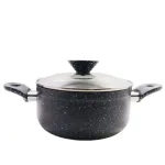 Дълбока тенджера ЕК-2613 GM, 26 см, Незалепващо мраморно покритие, Индукционно дъно