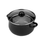 ТЕНДЖЕРА за пържене и готвене EK-8050R, Емайлирано мраморно покритие, Хромирана кошница, 5 Литра, Стъклен капак