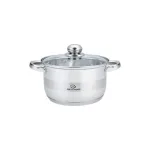 Тенджера инокс ЕК-1811 G, Стъклен капак, Индукционно дъно, Размери 18 см x 11,5 см, полезен обем 2,8 л., Скала за литраж, 7 слойно дъно