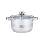 ТЕНДЖЕРА ЕК-2213 G, Стъклен капак, Индукционно 7 слойно дъно, Инокс, 22х13,5 см, Полезен обем - 4,6 Литра, Мерителна скала с литраж