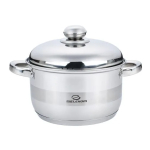 Тенджера инокс ЕК-2615 SS, Метален капак, 7 Слойно Индукционно дъно, Размери 26х15,5 см, Полезен обем-8 Литра, Мерителна скала отвътре