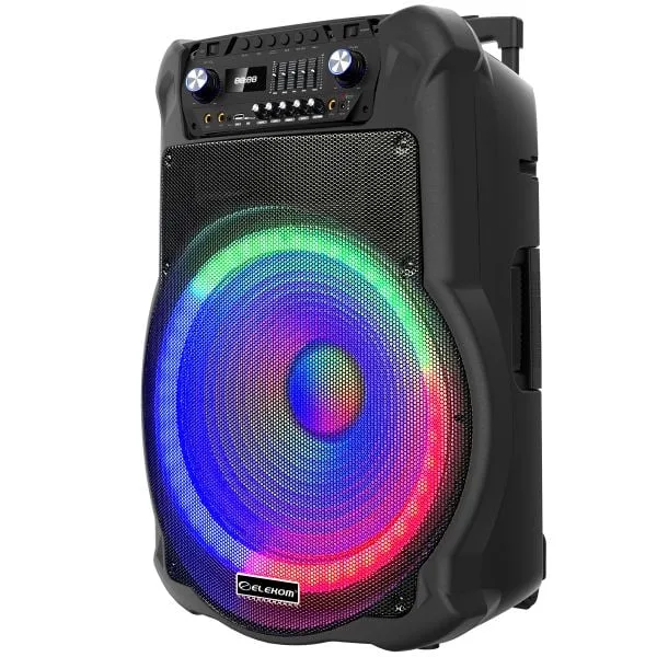 Преносима тонколона EK-1819, 18" високоговорител, Led осветена, Два микрофона, Презаредима батерия