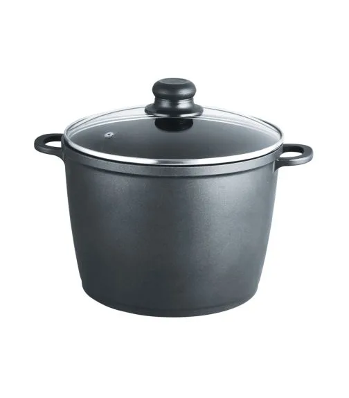 Тенджера ЕК-248, Лят алуминий с незалепващо покритие, Термоустойчив стъклен капак, 24 см х 18 см