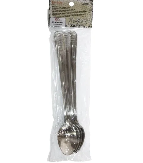 Комплект дълги лъжици 6 бр ЕК-350, Неръждаема стомана, 19 см, идеални за ежедневна употреба