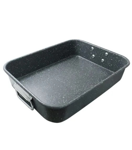 Тава с дръжки ЕК-Н30 G, Висококачествено мраморно покритие, Висока устойчивост на надраскване, 34 х 26 x 6 см/0,6 мм