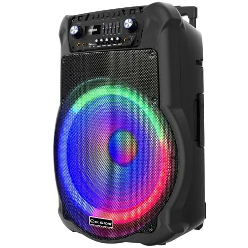 Преносима тонколона EK-1819, 18" високоговорител, Led осветена, Два микрофона, Презаредима батерия