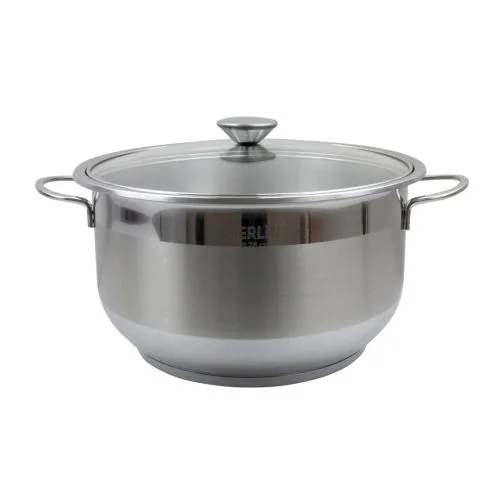 Дълбока Тенджера BERLIN - със стъклен капак, висококачествен инокс, 24 см