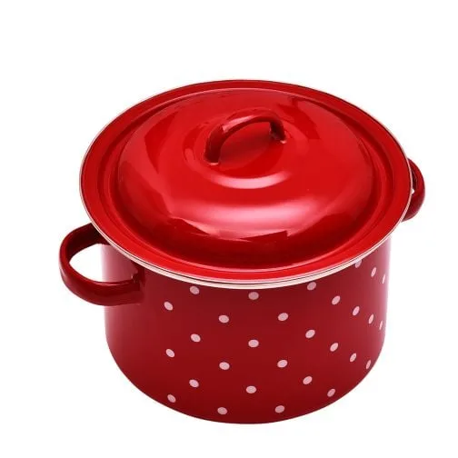 ТЕНДЖЕРА ЕК-2416 K – емайлирана, 7,2 Литра, Червен цвят, Дебелина: 0,7 мм, Ø24х16 cм, Индукционно дъно