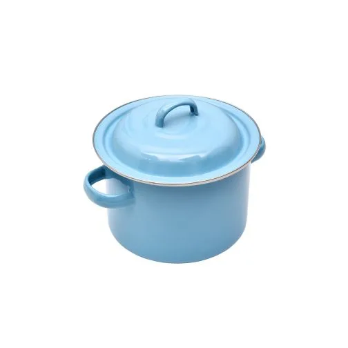 ТЕНДЖЕРА ЕК-1813 Е – емайлирана, 3.3 Литра, 0,7мм дебелина, Светло синьо, Индукционно дъно, Ø18х13 cм