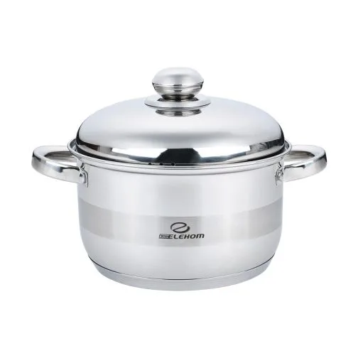 Тенджера инокс ЕК-2414 SS, Метален капак, 7 Слойно Индукционно дъно, Размери - 24х14,5 см, Полезен обем - 6 Литра, Мерителна скла отвътре