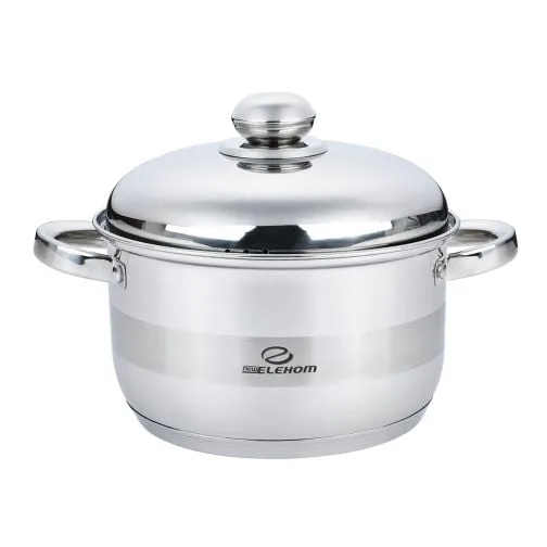 Тенджера инокс ЕК-2615 SS, Метален капак, 7 Слойно Индукционно дъно, Размери 26х15,5 см, Полезен обем-8 Литра, Мерителна скала отвътре